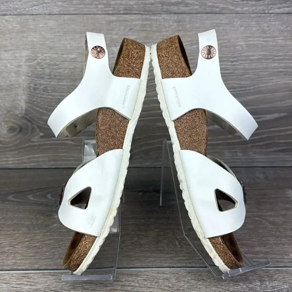 Birkenstock Rio Birko Flor White Leather Women’s Sz 3/EU 34 Slingback Sandals